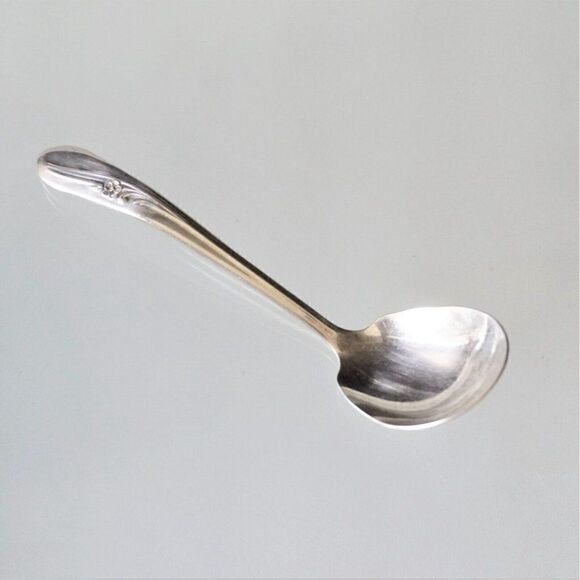H&T Mfg Co 1940 Meadow Flower Pattern Condiment Serving Spoon Silverplated - Picture 8 of 11